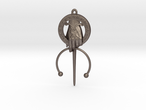 King Hand Pendant in Polished Bronzed Silver Steel