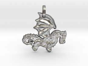 Celtic Dragon Pendant in Natural Silver