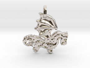 Celtic Dragon Pendant in Rhodium Plated Brass