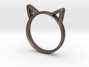 Cat Ears Ring in Polished Bronzed Silver Steel