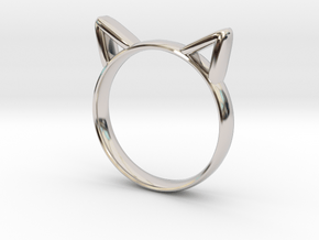 Cat Ears Ring in Rhodium Plated Brass
