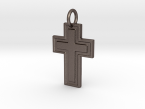 Harvey Relief Pendant in Polished Bronzed Silver Steel