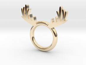 Deer_Ring in 14k Gold Plated Brass: 6 / 51.5