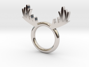 Deer_Ring in Rhodium Plated Brass: 6 / 51.5