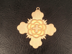 Rose Cross Pendant in Polished Gold Steel