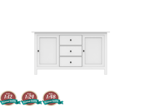 Miniature HEMNES Sideboard - IKEA in White Natural Versatile Plastic: 1:24