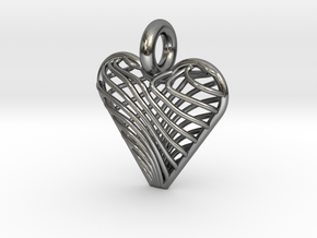Swirling Heart Pendant in Polished Silver