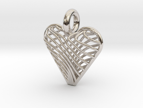 Swirling Heart Pendant in Rhodium Plated Brass