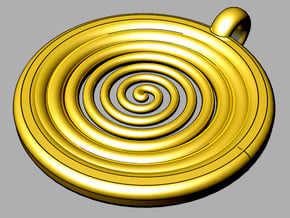 spiral pendant III in Polished Gold Steel