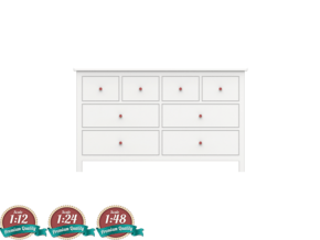Miniature HEMNES 8 Drawers Dresser - IKEA in White Natural Versatile Plastic: 1:24