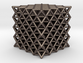 512 Tetrahedron Grid 2.3" in Polished Bronzed Silver Steel