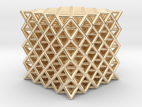 512 Tetrahedron Grid 2.3" in 14k Gold Plated Brass
