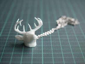 Deer Head Pendant in White Processed Versatile Plastic