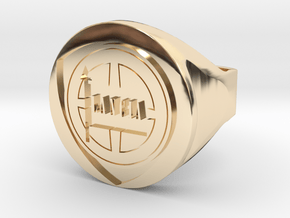 Lancia College Ring inverted in 14k Gold Plated Brass