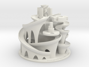 The 3D Printed Marble Machine #3 in White Natural Versatile Plastic