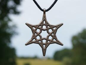 Hex Star Pendant in Polished Bronzed Silver Steel
