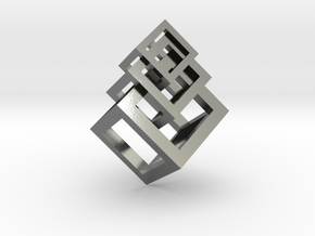 3 interlaced cubes necklace  in Polished Silver: Medium