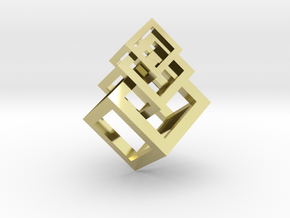 3 interlaced cubes necklace  in 18k Gold Plated Brass: Medium