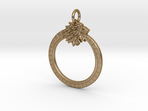Lion-headed Ouroboros in Polished Gold Steel