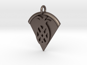 Pineapple Pizza Pendant in Polished Bronzed Silver Steel