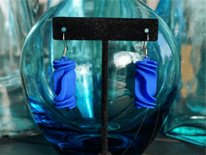 Cubic Rotini Earrings in Blue Processed Versatile Plastic