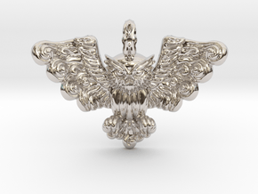 Owl Pendant in Rhodium Plated Brass
