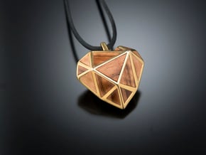 GEO LOVE pendant   in 14k Gold Plated Brass
