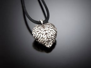 Think With Your Heart Pendant (Hollowed) in Fine Detail Polished Silver