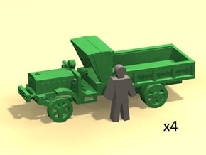 6mm WW1 light trucks (4) in Tan Fine Detail Plastic