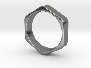 Hex Nut Ring - Size 10 in Polished Silver