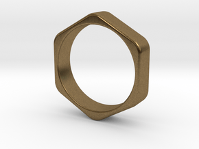 Hex Nut Ring - Size 10 in Natural Bronze
