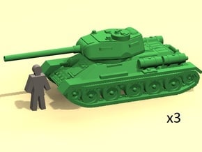6mm T-34-85 tank (3 pieces) in Tan Fine Detail Plastic