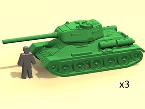 6mm T-34-85 tank (3 pieces) in Clear Ultra Fine Detail Plastic