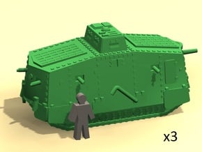 6mm WW1 A7V tank in Tan Fine Detail Plastic