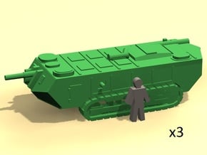 6mm WW1 Saint Chamond tank - early x3 in Smoothest Fine Detail Plastic
