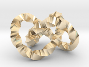 Trefoil knot (Twisted square) in 14k Gold Plated Brass: Medium