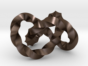 Trefoil knot (Twisted square) in Polished Bronze Steel: Medium