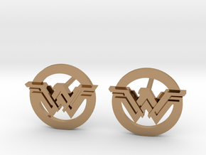 Wonder Woman earrings (studs) in Polished Brass