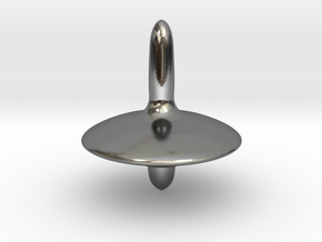 "Flying saucer" Spinning Top in Fine Detail Polished Silver