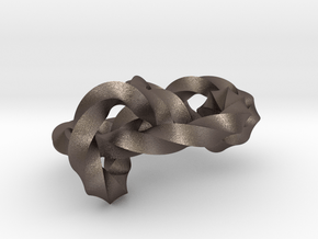 Miller institute knot (Twisted square) in Polished Bronzed Silver Steel: Medium