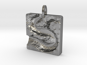 Horseshore Bend Map Pendant in Natural Silver