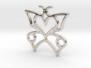 butterfly heart in Rhodium Plated Brass