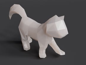 Polygon Kitten Sculpture in White Natural Versatile Plastic