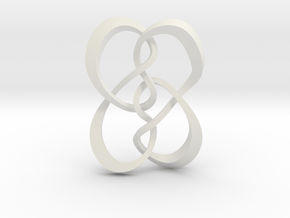 Symmetrical knot (Square) in White Natural Versatile Plastic: Extra Small