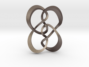 Symmetrical knot (Square) in Polished Bronzed Silver Steel: Extra Small