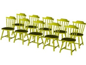 1/35 scale wooden chairs set A x 10 in Clear Ultra Fine Detail Plastic