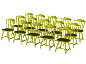 1/35 scale wooden chairs set A x 15 in Clear Ultra Fine Detail Plastic