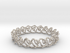 Chain stitch knot bracelet (Twisted square) in Rhodium Plated Brass: Extra Small
