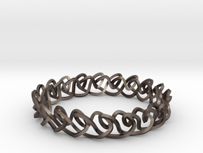 Chain stitch knot bracelet (Square) in Polished Bronzed Silver Steel: Extra Small