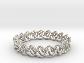 Chain stitch knot bracelet (Circle) in Rhodium Plated Brass: Extra Small